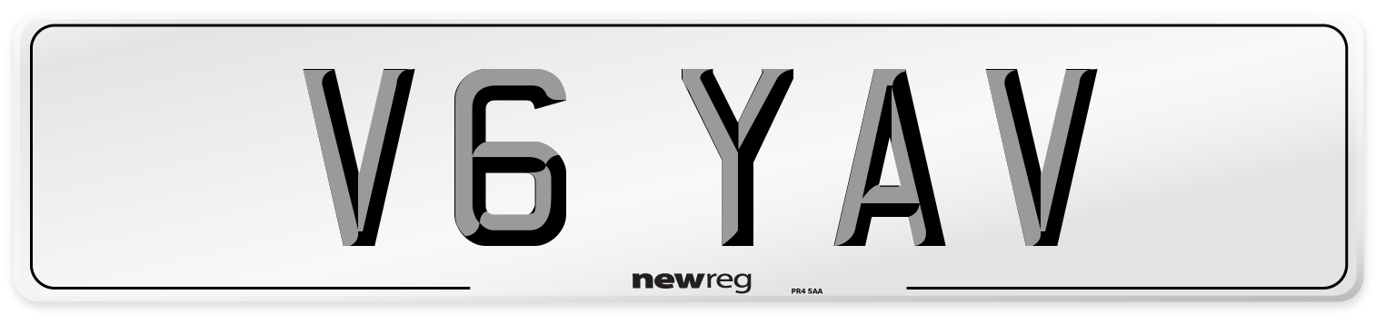 V6 YAV Number Plate from New Reg